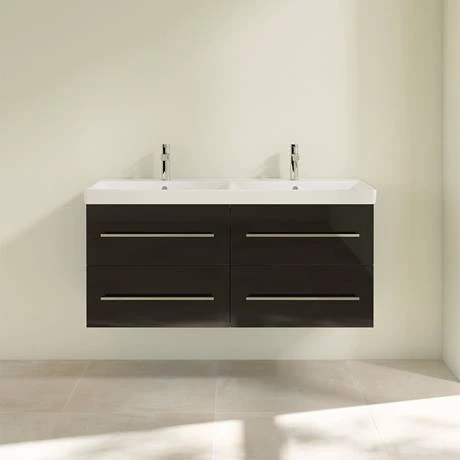 Villeroy and Boch Avento Crystal Black 1200mm Wall Hung 4-Drawer Double Vanity Unit 5 Villeroy and Boch Avento Crystal Black 1200mm Wall Hung 4-Drawer Double Vanity Unit - Image 3