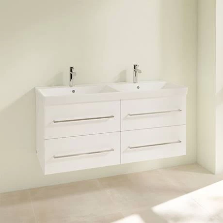 Villeroy and Boch Avento Double Vanity Unit 1180mm - Crystal White - SAVE29B401 4 Villeroy and Boch Avento Double Vanity Unit 1180mm - Crystal White - SAVE29B401 - Image 2