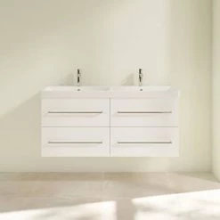 Villeroy and Boch Avento Double Vanity Unit 1180mm - Crystal White - SAVE29B401 10 Villeroy and Boch Avento Double Vanity Unit 1180mm - Crystal White - SAVE29B401 -Wall Hung Vanity Units Shop SAVE29B401 D2 460