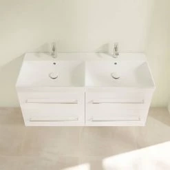 Villeroy and Boch Avento Double Vanity Unit 1180mm - Crystal White - SAVE29B401 11 Villeroy and Boch Avento Double Vanity Unit 1180mm - Crystal White - SAVE29B401 -Wall Hung Vanity Units Shop SAVE29B401 D3 460
