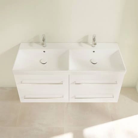 Villeroy and Boch Avento Double Vanity Unit 1180mm - Crystal White - SAVE29B401 6 Villeroy and Boch Avento Double Vanity Unit 1180mm - Crystal White - SAVE29B401 - Image 4