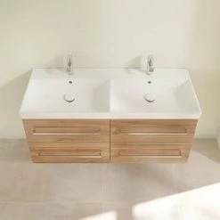 Villeroy and Boch Avento Oak Kansas 1200mm Wall Hung 4-Drawer Double Vanity Unit -Wall Hung Vanity Units Shop SAVE29RH01 D3 460