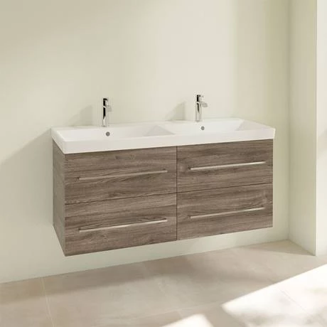 Villeroy and Boch Avento Stone Oak 1200mm Wall Hung 4-Drawer Double Vanity Unit 4 Villeroy and Boch Avento Stone Oak 1200mm Wall Hung 4-Drawer Double Vanity Unit - Image 2