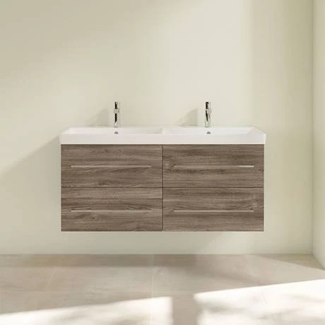 Villeroy and Boch Avento Stone Oak 1200mm Wall Hung 4-Drawer Double Vanity Unit 5 Villeroy and Boch Avento Stone Oak 1200mm Wall Hung 4-Drawer Double Vanity Unit - Image 3