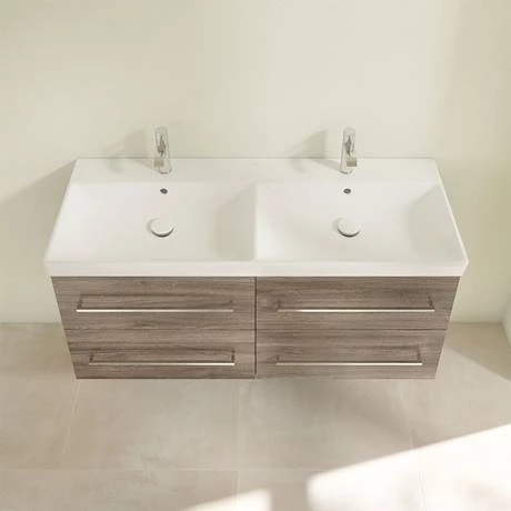 Villeroy and Boch Avento Stone Oak 1200mm Wall Hung 4-Drawer Double Vanity Unit 6 Villeroy and Boch Avento Stone Oak 1200mm Wall Hung 4-Drawer Double Vanity Unit - Image 4