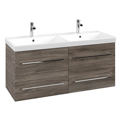 Villeroy and Boch Avento Stone Oak 1200mm Wall Hung 4-Drawer Double Vanity Unit 3 Villeroy and Boch Avento Stone Oak 1200mm Wall Hung 4-Drawer Double Vanity Unit