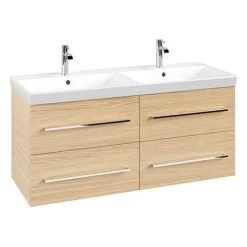 Villeroy and Boch Avento Nordic Oak 1200mm Wall Hung 4-Drawer Double Vanity Unit