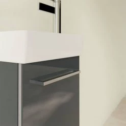 Villeroy and Boch Avento Crystal Grey 360mm Wall Hung Vanity Unit with Left Bowl Basin -Wall Hung Vanity Units Shop SAVE31B101 D4 460