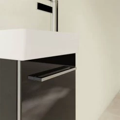 Villeroy and Boch Avento Crystal Black 360mm Wall Hung Vanity Unit with Left Bowl Basin -Wall Hung Vanity Units Shop SAVE31B301 D4 460