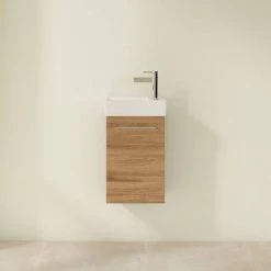 Villeroy and Boch Avento Oak Kansas 360mm Wall Hung Vanity Unit with Left Bowl Basin -Wall Hung Vanity Units Shop SAVE31RH01 D2 460