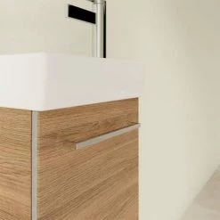 Villeroy and Boch Avento Oak Kansas 360mm Wall Hung Vanity Unit with Left Bowl Basin -Wall Hung Vanity Units Shop SAVE31RH01 D4 460
