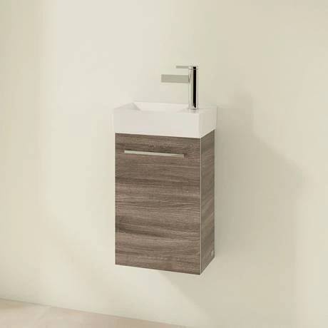 Villeroy and Boch Avento Stone Oak 360mm Wall Hung Vanity Unit with Left Bowl Basin 8 Villeroy and Boch Avento Stone Oak 360mm Wall Hung Vanity Unit with Left Bowl Basin - Image 6