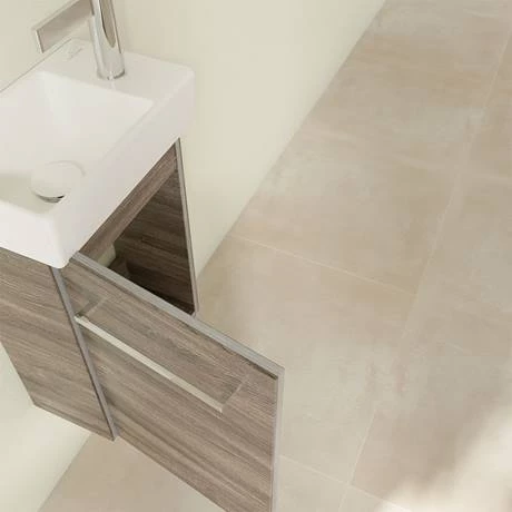 Villeroy and Boch Avento Stone Oak 360mm Wall Hung Vanity Unit with Left Bowl Basin 6 Villeroy and Boch Avento Stone Oak 360mm Wall Hung Vanity Unit with Left Bowl Basin - Image 4