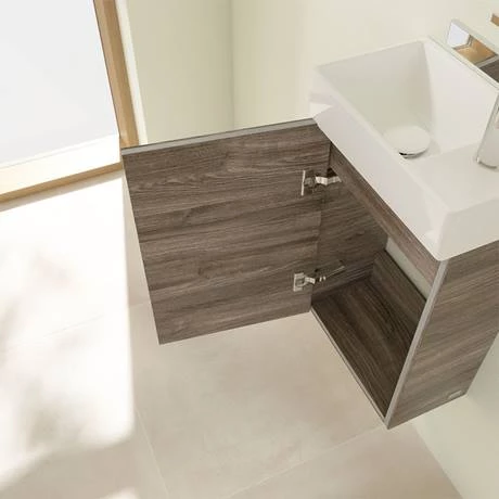 Villeroy and Boch Avento Stone Oak 360mm Wall Hung Vanity Unit with Left Bowl Basin 7 Villeroy and Boch Avento Stone Oak 360mm Wall Hung Vanity Unit with Left Bowl Basin - Image 5