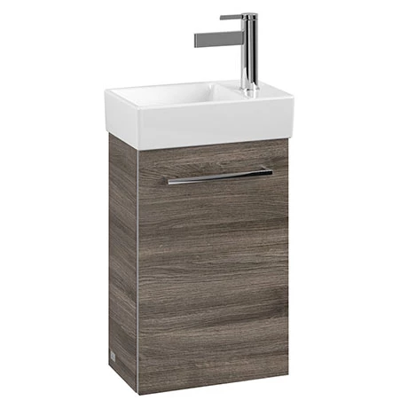 Villeroy and Boch Avento Stone Oak 360mm Wall Hung Vanity Unit with Left Bowl Basin 3 Villeroy and Boch Avento Stone Oak 360mm Wall Hung Vanity Unit with Left Bowl Basin