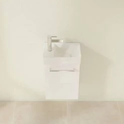 Villeroy and Boch Avento Crystal White 360mm Wall Hung Vanity Unit with Right Bowl Basin -Wall Hung Vanity Units Shop SAVE32B401 D3 460