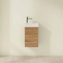 Villeroy and Boch Avento Oak Kansas 360mm Wall Hung Vanity Unit with Right Bowl Basin -Wall Hung Vanity Units Shop SAVE32RH01 D2 460
