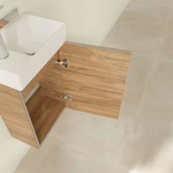 Villeroy and Boch Avento Oak Kansas 360mm Wall Hung Vanity Unit with Right Bowl Basin -Wall Hung Vanity Units Shop SAVE32RH01 D5 460
