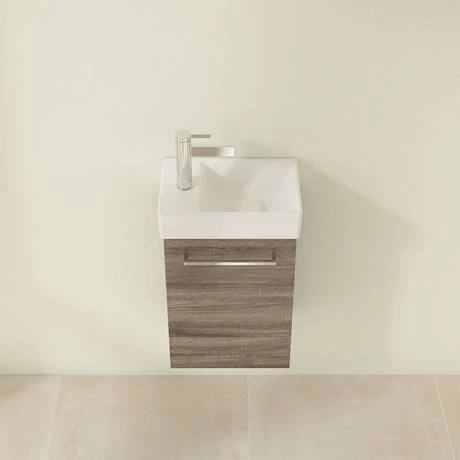 Villeroy and Boch Avento Stone Oak 360mm Wall Hung Vanity Unit with Right Bowl Basin 6 Villeroy and Boch Avento Stone Oak 360mm Wall Hung Vanity Unit with Right Bowl Basin - Image 4