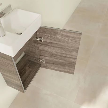 Villeroy and Boch Avento Stone Oak 360mm Wall Hung Vanity Unit with Right Bowl Basin 8 Villeroy and Boch Avento Stone Oak 360mm Wall Hung Vanity Unit with Right Bowl Basin - Image 6