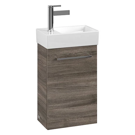 Villeroy and Boch Avento Stone Oak 360mm Wall Hung Vanity Unit with Right Bowl Basin 3 Villeroy and Boch Avento Stone Oak 360mm Wall Hung Vanity Unit with Right Bowl Basin