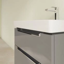 Villeroy and Boch Subway 2.0 Glossy Grey 600mm Wall Hung 2-Drawer Vanity Unit -Wall Hung Vanity Units Shop SB2GG600 D2 460
