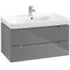 Villeroy and Boch Subway 2.0 Glossy Grey 800mm Wall Hung 2-Drawer Vanity Unit -Wall Hung Vanity Units Shop SB2GG800 P