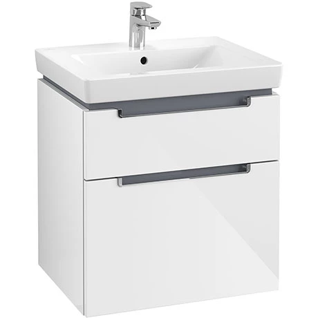 Villeroy and Boch Subway 2.0 Glossy White 600mm Wall Hung 2-Drawer Vanity Unit 3 Villeroy and Boch Subway 2.0 Glossy White 600mm Wall Hung 2-Drawer Vanity Unit