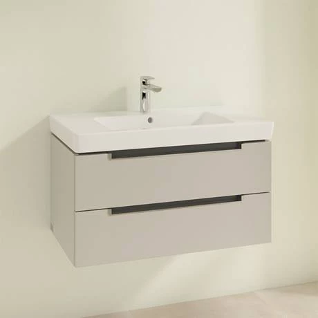 Villeroy and Boch Subway 2.0 Soft Grey 800mm Wall Hung 2-Drawer Vanity Unit 4 Villeroy and Boch Subway 2.0 Soft Grey 800mm Wall Hung 2-Drawer Vanity Unit - Image 2