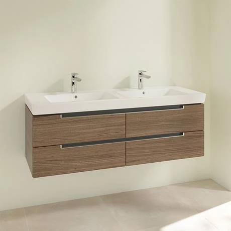 Villeroy and Boch Subway 2.0 Arizona Oak 1300mm Wall Hung Double Basin Vanity Unit 4 Villeroy and Boch Subway 2.0 Arizona Oak 1300mm Wall Hung Double Basin Vanity Unit - Image 2