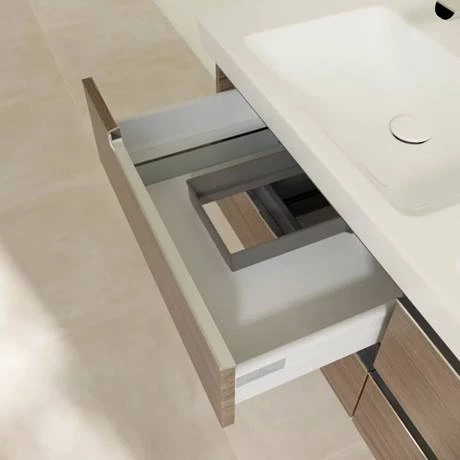 Villeroy and Boch Subway 2.0 Arizona Oak 1300mm Wall Hung Double Basin Vanity Unit 7 Villeroy and Boch Subway 2.0 Arizona Oak 1300mm Wall Hung Double Basin Vanity Unit - Image 5