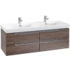 Villeroy and Boch Subway 2.0 Arizona Oak 1300mm Wall Hung Double Basin Vanity Unit -Wall Hung Vanity Units Shop SBDB13AO P