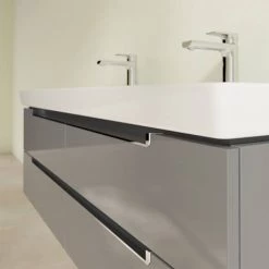 Villeroy and Boch Subway 2.0 Glossy Grey 1300mm Wall Hung Double Basin Vanity Unit -Wall Hung Vanity Units Shop SBDB13GG D2 460