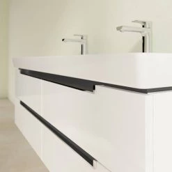 Villeroy and Boch Subway 2.0 Glossy White 1300mm Wall Hung Double Basin Vanity Unit -Wall Hung Vanity Units Shop SBDB13GW D2 460