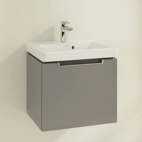 Villeroy and Boch Subway 2.0 Glossy Grey 500mm Wall Hung 1-Drawer Vanity Unit 4 Villeroy and Boch Subway 2.0 Glossy Grey 500mm Wall Hung 1-Drawer Vanity Unit - Image 2