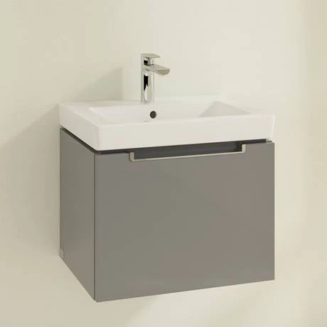 Villeroy and Boch Subway 2.0 Glossy Grey 550mm Wall Hung 1-Drawer Vanity Unit 4 Villeroy and Boch Subway 2.0 Glossy Grey 550mm Wall Hung 1-Drawer Vanity Unit - Image 2