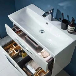 Roper Rhodes Scheme 1000mm Wall Mounted Double Drawer Unit with Ceramic Basin - Gloss Dark Clay 9 Roper Rhodes Scheme 1000mm Wall Mounted Double Drawer Unit with Ceramic Basin - Gloss Dark Clay -Wall Hung Vanity Units Shop SCH 1000 GDC D3 460