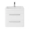 Hudson Reed Solar 600mm Wall Hung Cabinet & Basin - Pure White - SOL102 -Wall Hung Vanity Units Shop SOL102 P1