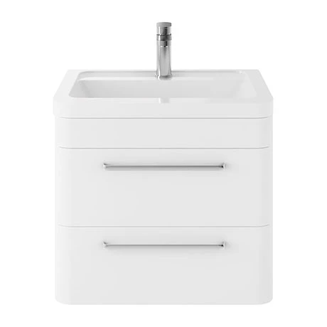 Hudson Reed Solar 600mm Wall Hung Cabinet & Basin - Pure White - SOL102 3 Hudson Reed Solar 600mm Wall Hung Cabinet & Basin - Pure White - SOL102