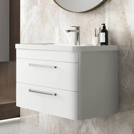 Hudson Reed Solar 800mm Wall Hung Cabinet & Basin - Pure White - SOL104 4 Hudson Reed Solar 800mm Wall Hung Cabinet & Basin - Pure White - SOL104 - Image 2