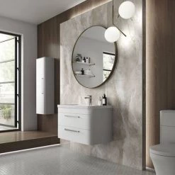 Hudson Reed Solar 800mm Wall Hung Cabinet & Basin - Pure White - SOL104 8 Hudson Reed Solar 800mm Wall Hung Cabinet & Basin - Pure White - SOL104 -Wall Hung Vanity Units Shop SOL104 d2 460