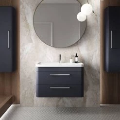 Hudson Reed Solar 800mm Wall Hung Cabinet & Basin - Indigo Blue - SOL304 -Wall Hung Vanity Units Shop SOL304 detail1 460