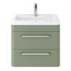 Hudson Reed Solar 600mm Wall Hung Cabinet & Basin - Matt Fern Green - SOL802