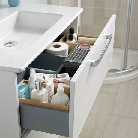Ideal Standard Tempo 600mm Gloss White 2 Drawer Wall Hung Vanity Unit 4 Ideal Standard Tempo 600mm Gloss White 2 Drawer Wall Hung Vanity Unit - Image 2