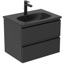 Ideal Standard Tesi Silk Black 600mm 2-Drawer Wall Hung Vanity Unit
