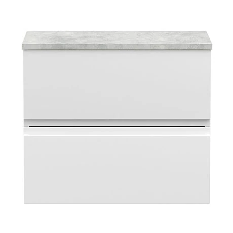 Hudson Reed Urban 600mm Satin White Vanity Unit - Wall Hung 2 Drawer Unit with Grey Worktop 3 Hudson Reed Urban 600mm Satin White Vanity Unit - Wall Hung 2 Drawer Unit with Grey Worktop