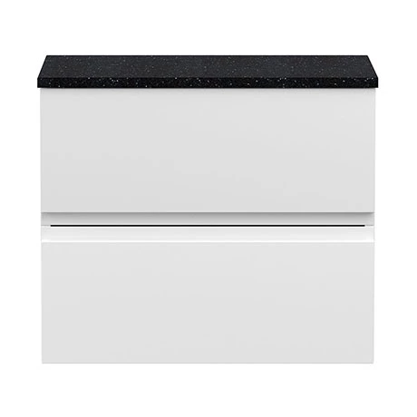 Hudson Reed Urban 600mm Satin White Vanity Unit - Wall Hung 2 Drawer Unit with Black Worktop 3 Hudson Reed Urban 600mm Satin White Vanity Unit - Wall Hung 2 Drawer Unit with Black Worktop