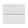 Hudson Reed Urban 600mm Satin White Vanity Unit - Wall Hung 2 Drawer Unit with White Worktop -Wall Hung Vanity Units Shop URB104LSW P