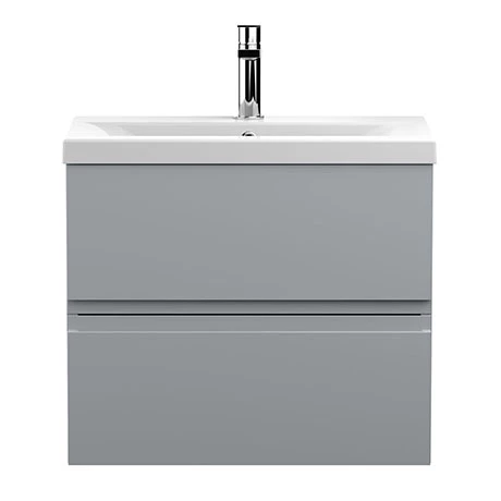 Hudson Reed Urban Satin Grey 600mm Wall Hung 2-Drawer Vanity Unit - URB204A 3 Hudson Reed Urban Satin Grey 600mm Wall Hung 2-Drawer Vanity Unit - URB204A