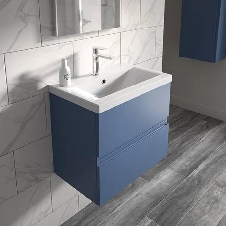 Hudson Reed Urban Satin Blue 500mm Wall Hung 2-Drawer Vanity Unit - URB302A 5 Hudson Reed Urban Satin Blue 500mm Wall Hung 2-Drawer Vanity Unit - URB302A - Image 3